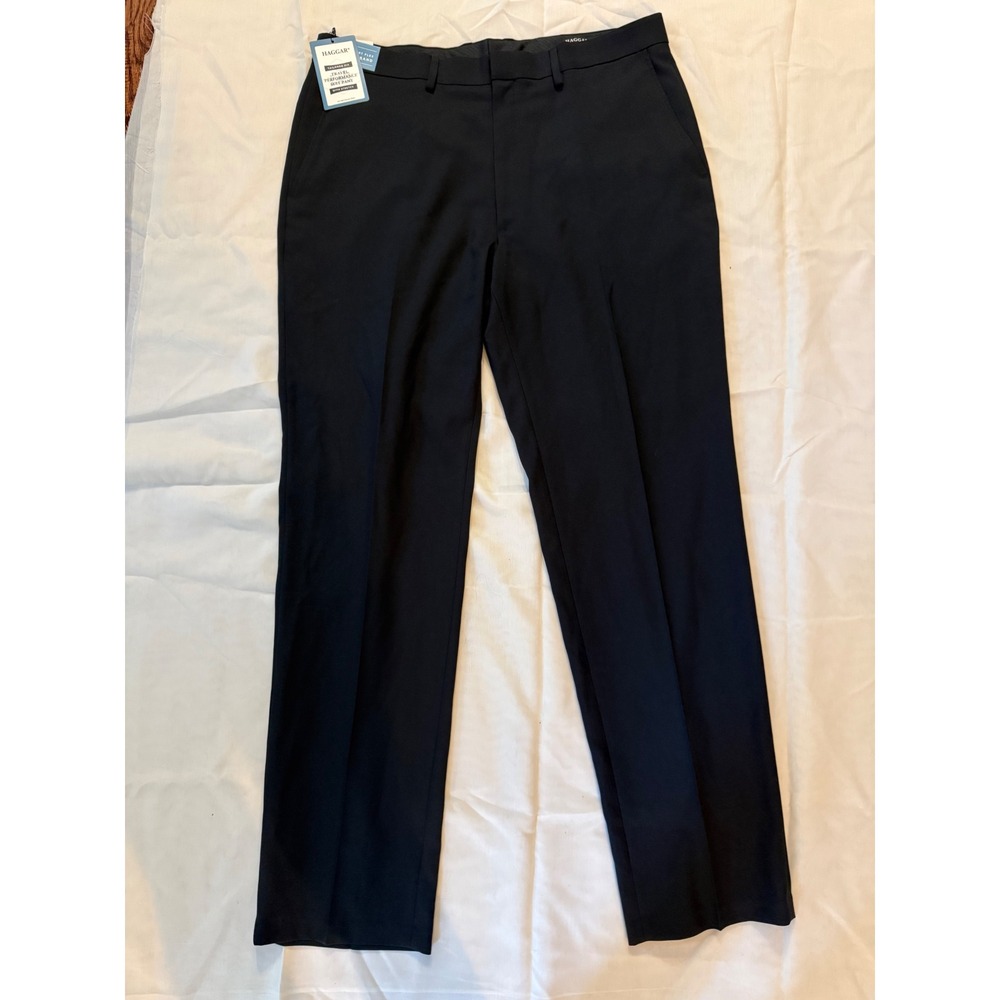 Haggar Mens 38x34 Black Tailored Fit Travel Performance Suit Pants NWT